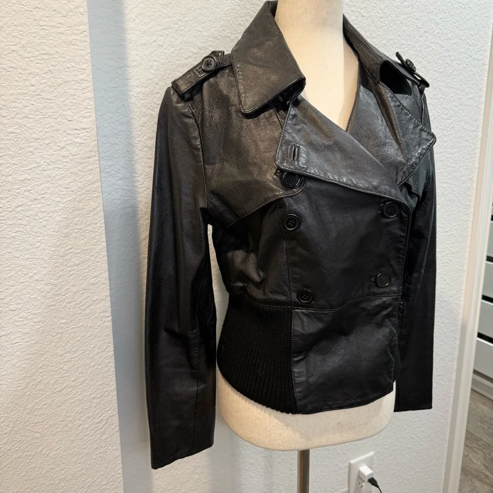 Newport News Leather Bomber Moto Biker Jacket Streetwear Retro Vintage SZ10